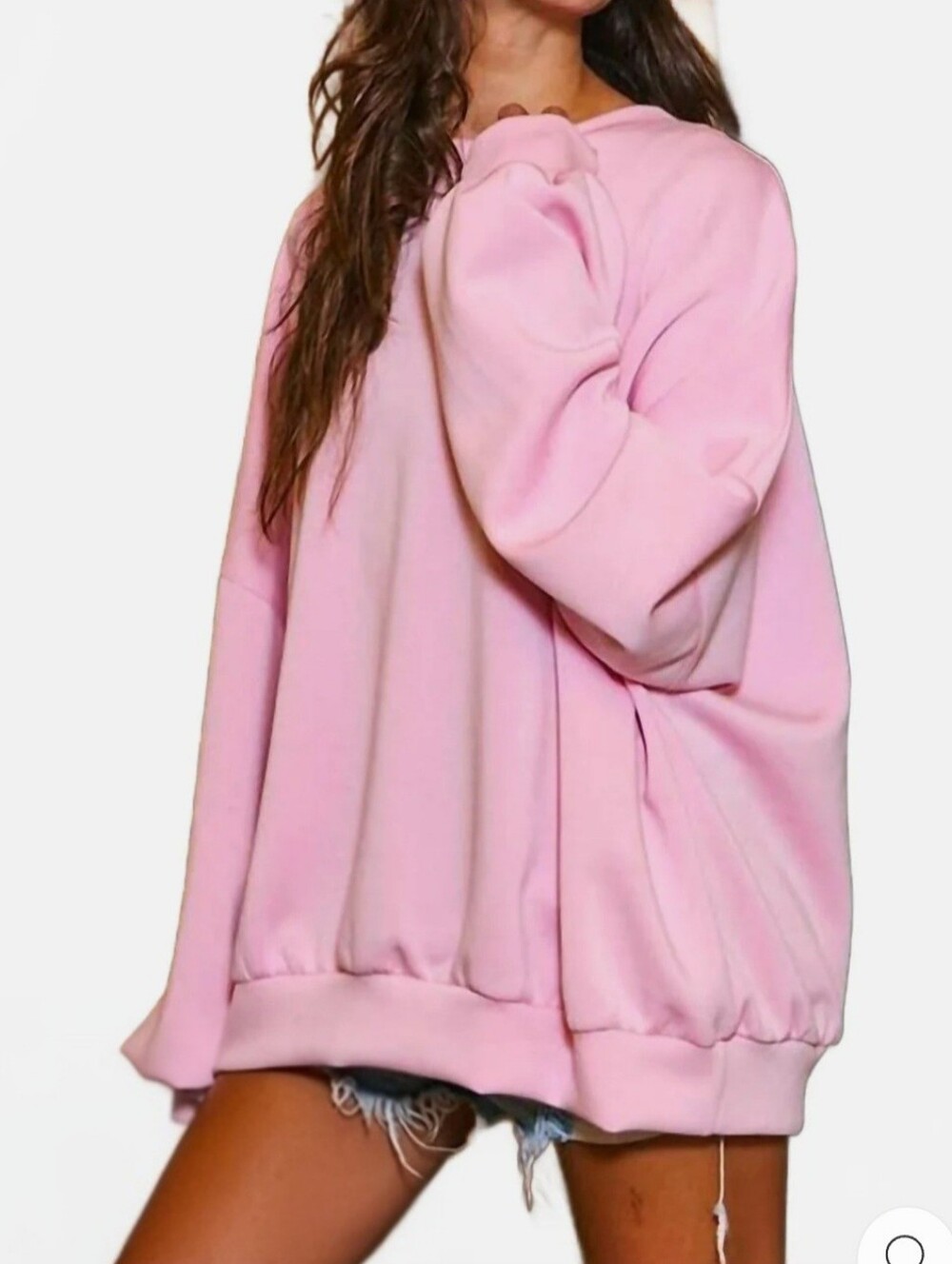 BUCKETLIST Bubblegum Pink Oversized Soft Scuba Sweatshirt NWOT